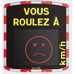 Dispozitiv electronic afisare viteza radar incorporat alimentare electrica si afisaj fata vesela/ trista 